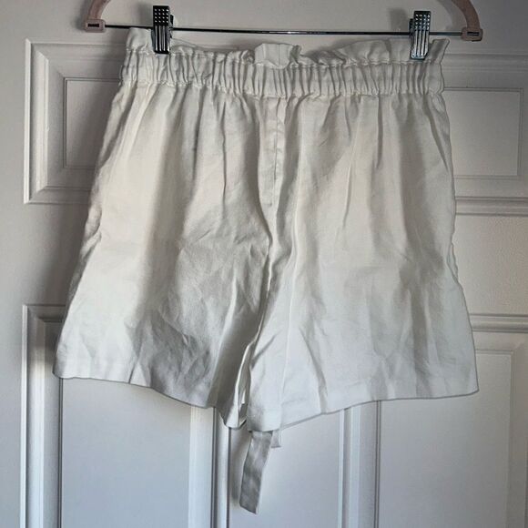 Express Super High Waisted Paperbag Shorts white linen blend size s small - Picture 7 of 7